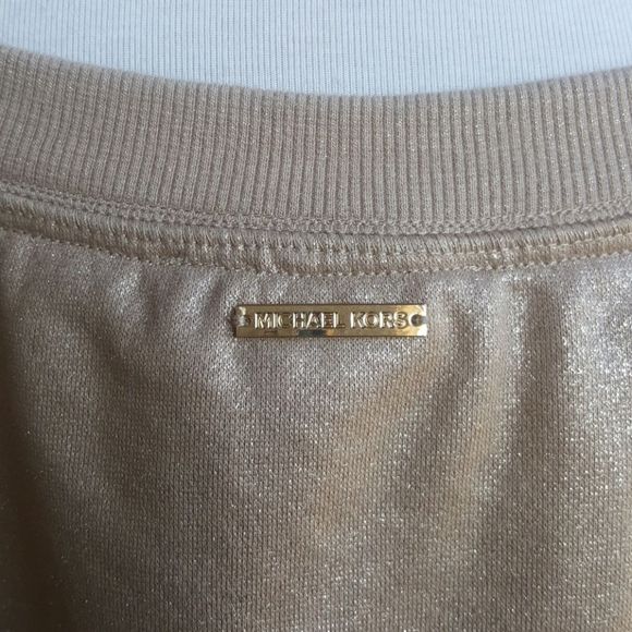SOLD!! MICHAEL KORS Gold Cropped Sweatshirt - Size Large - Picture 4 of 7